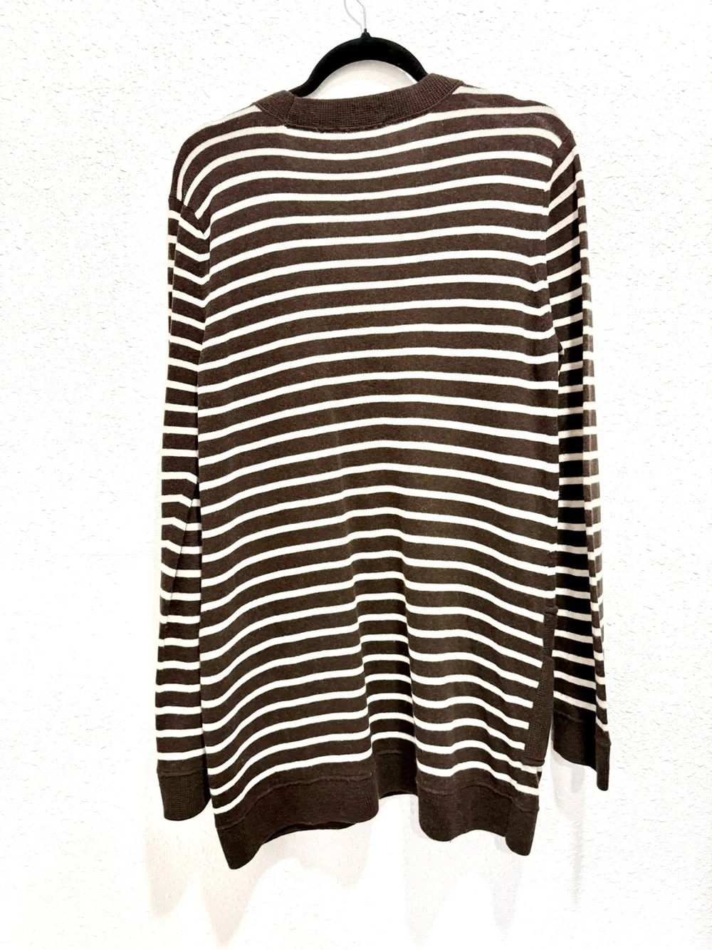Tory Burch Striped V-Neck Pocket Tunic Sweater XL